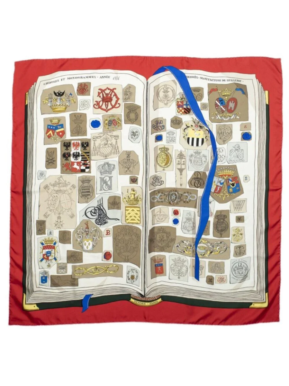 ★SOLD★ Hermes Scarf Red Beige Brown Silk - Picture 2 of 5